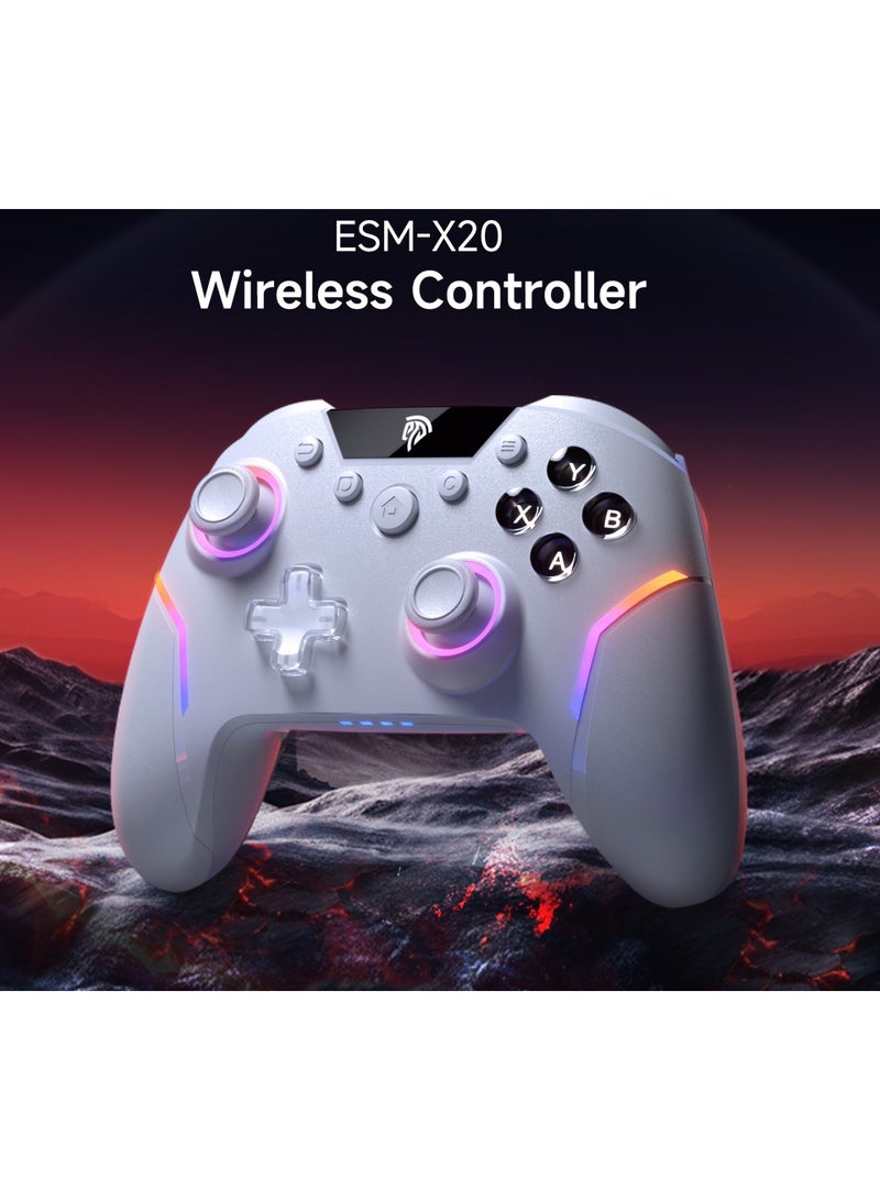 general Professional Gamepad EasySMX X20 Bluetooth Gaming Controller for PC/Steam/iPhone/Android/Android TV/Switch with Detachable Hall Joysticks/Hall Triggers with 2-Way Lock /RGB Lighting/Mechanical Buttons Solid 1000Hz Polling Rate 6-Axis Gyro 4 Program Back Buttons Adjustable Vibration 1000mAh Battery - Image 2