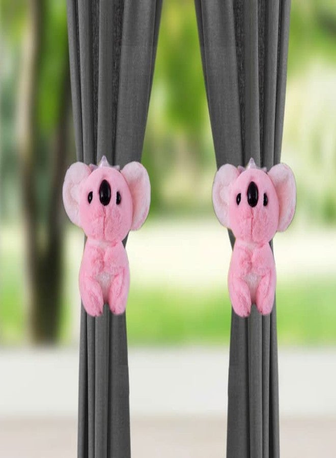 Tickles 2 Pcs Koala Bear Soft Stuffed Plush Toy Curtain Tiebacks Holder Clip for Children Living Room Decoration Accessories Window Curtain Decorations (Size: 20 cm Color: Pink) - Image 1