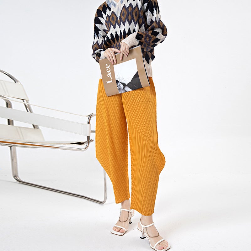 Miyake Harlan Pants Women's Loose Fashion High-end Design Sense Niche Spring and Summer Women's New Casual Pleated Pants for Children - Image 1