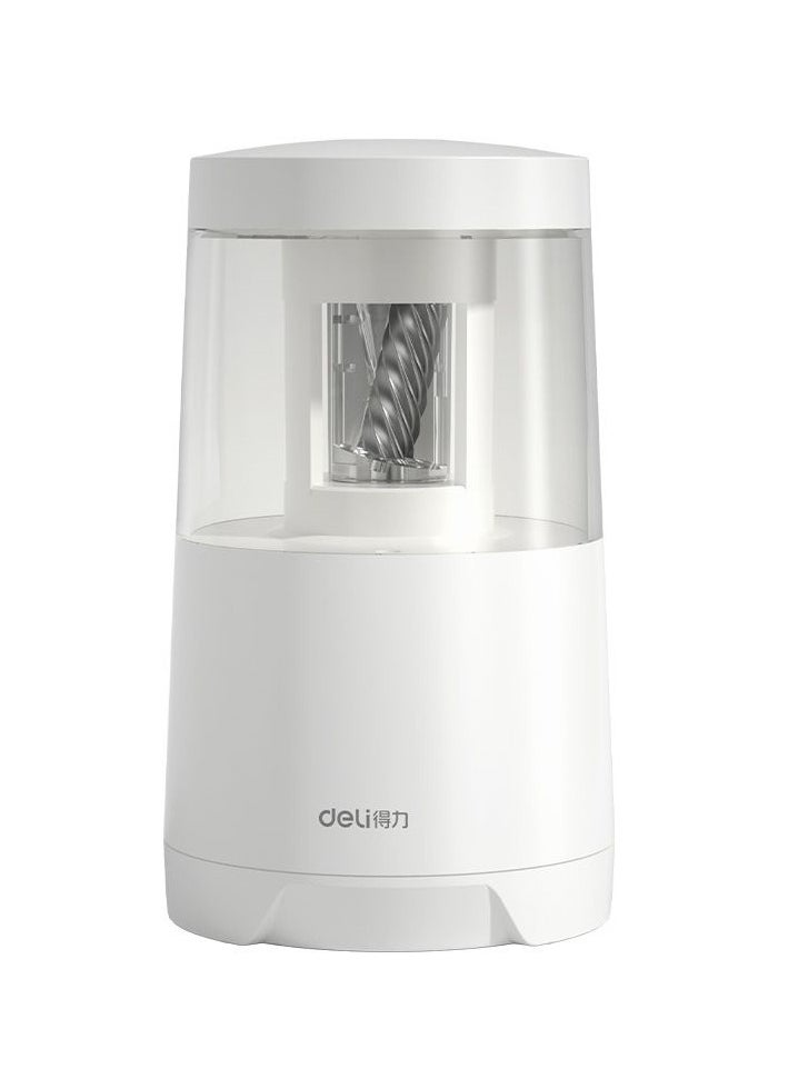 Deli Single Hole Electric Rotary Pencil Sharpener White  - Image 1