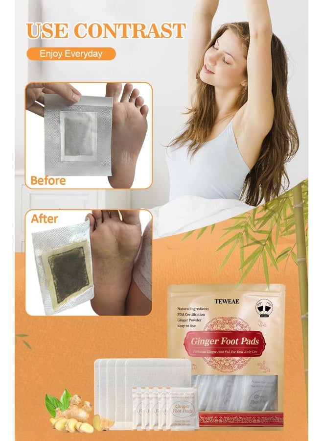TEWEAE Foot Pads - (60Pads) Ginger Foot Patch for Better Sleep and Anti-Stress Relief, Pure Natural Bamboo Vinegar, High Arch, Comfort Insole, Unisex, White, 60 Count, Shoe Insert, 12373286031 - Image 4