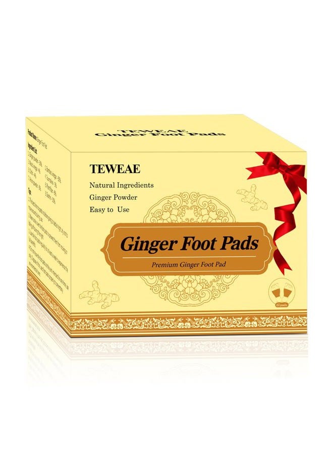 TEWEAE Foot Pads - (60Pads) Ginger Foot Patch for Better Sleep and Anti-Stress Relief, Pure Natural Bamboo Vinegar, High Arch, Comfort Insole, Unisex, White, 60 Count, Shoe Insert, 12373286031 - Image 1