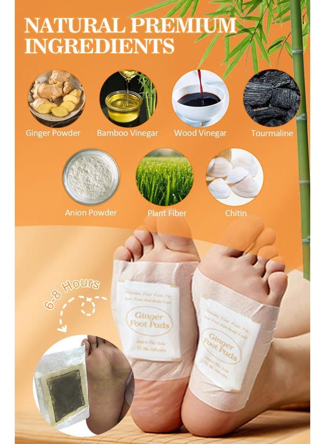 TEWEAE Foot Pads - (60Pads) Ginger Foot Patch for Better Sleep and Anti-Stress Relief, Pure Natural Bamboo Vinegar, High Arch, Comfort Insole, Unisex, White, 60 Count, Shoe Insert, 12373286031 - Image 5