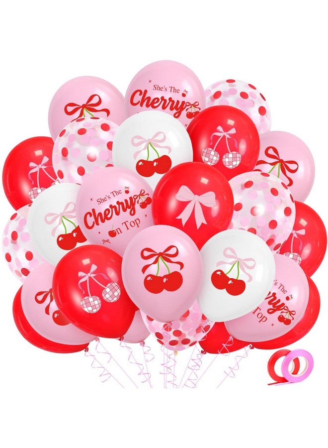 K KUMEED 57 PCS Cherry Balloons,She's The Cherry On Top Theme Decor Cherry Latex Balloons Cherry Party Decorations for Girls Summer Fruit Party Birthday Baby Shower - Image 1