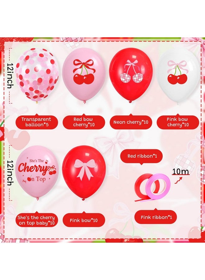 K KUMEED 57 PCS Cherry Balloons,She's The Cherry On Top Theme Decor Cherry Latex Balloons Cherry Party Decorations for Girls Summer Fruit Party Birthday Baby Shower - Image 2