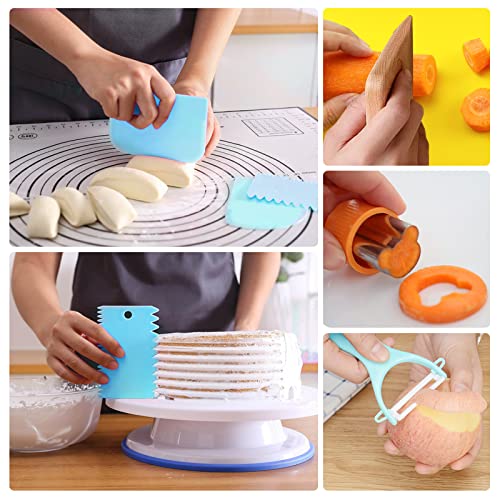 RISICULIS 21 Pieces Toddler Knife, Kids Knife Set Includes Wood Kids Safe Knife, Plastic Toddler Knife, Cutting Board, Apron, Chef Hat, Y Peeler, Crinkle Cutter, Cake Scraper, Gloves, Sandwich Cutter - Image 4