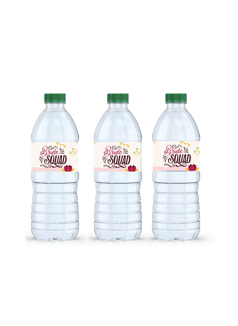 PRINTSHOP4ME Bride Squad Party Favors - Pack of 20 Water Bottle Stickers for Bridal Shower - Bachelorette Fun Party Supplies  - Image 1