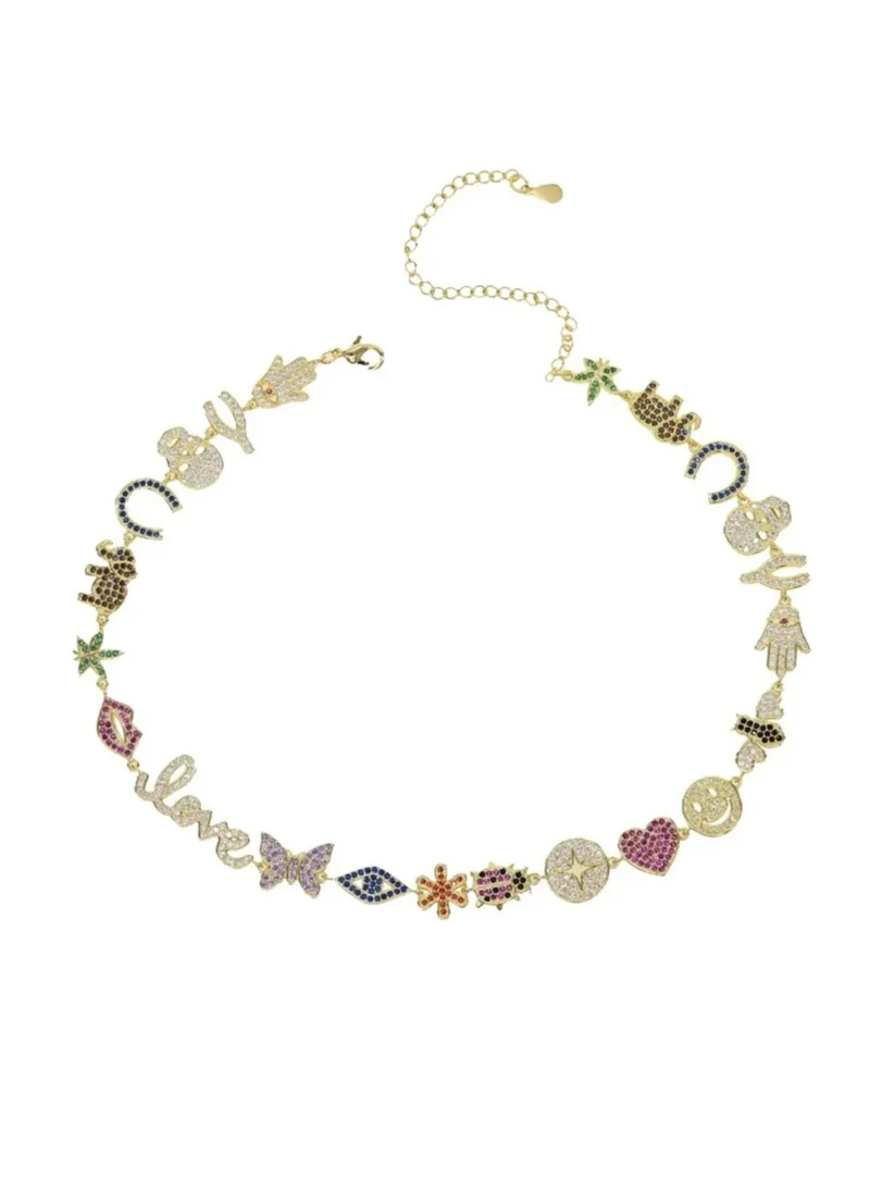 Necklace w/smiles and stones
