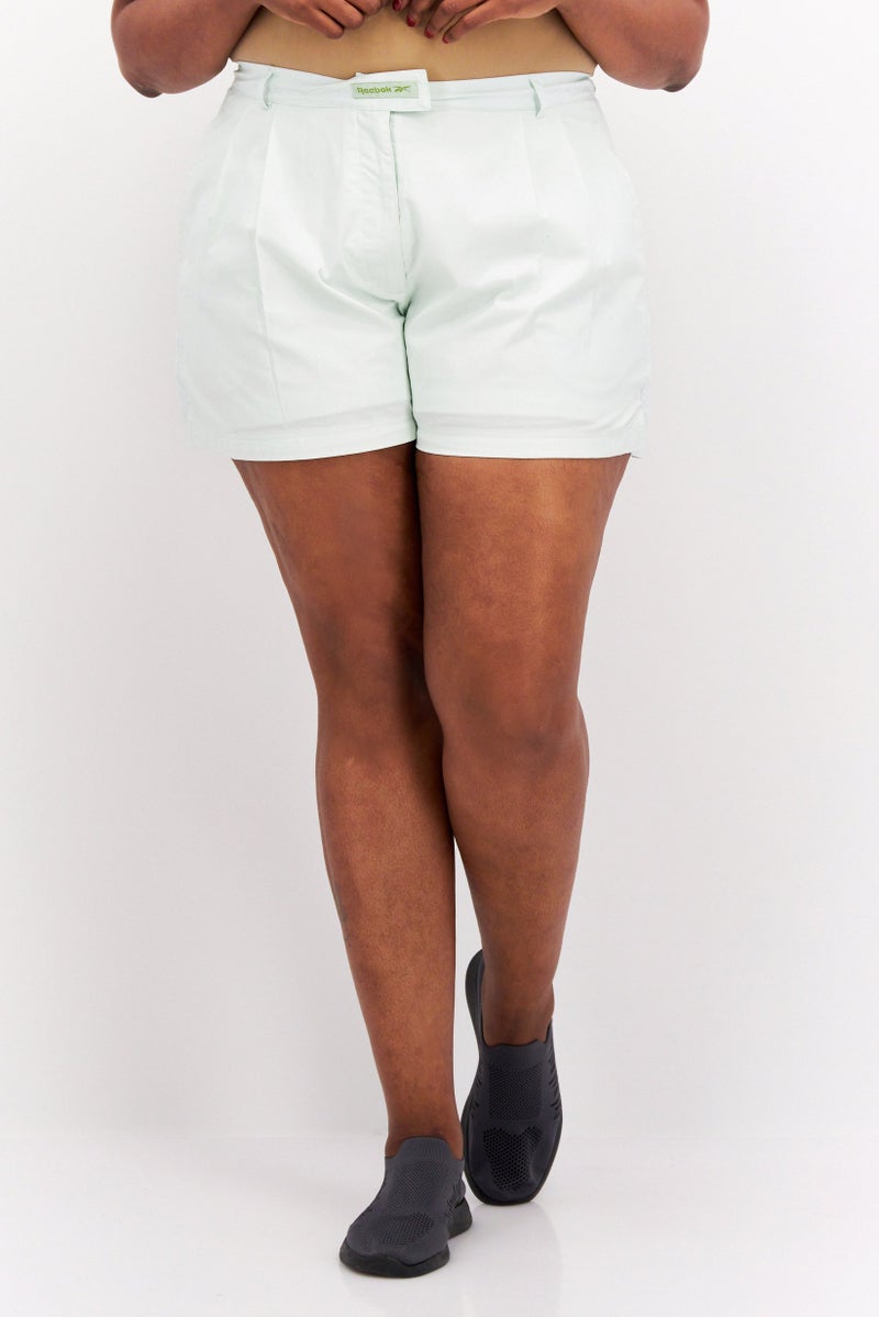 Reebok Women Plus Size Brand Logo Training Shorts, Light Green - Image 1
