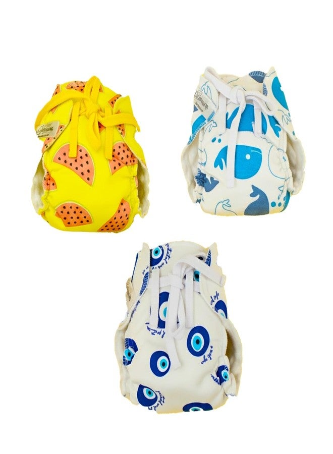 Snugkins Dry feel Langot for Newborn 6-12 Months | Adjustable, Washable & Reusable Cotton Nappy | Padded, Mess-Free & Comfortable | For Baby Boys & Girls Pack of 3 - Image 1