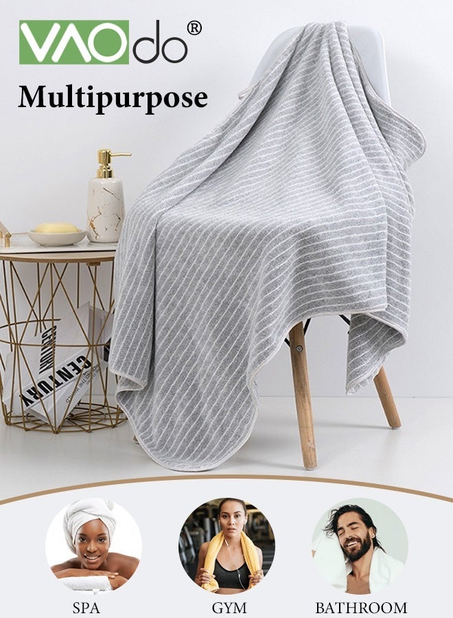 فاو دو مجموعة من 2 قطعة من مناشف الحمام، منشفة حمام خفيفة الوزن منسوجة بحياكة كابل، منشفة فائقة النعومة وذات قدرة امتصاص عالية 35*75 سم ومنشفة حمام 70*140 سم - Image 5