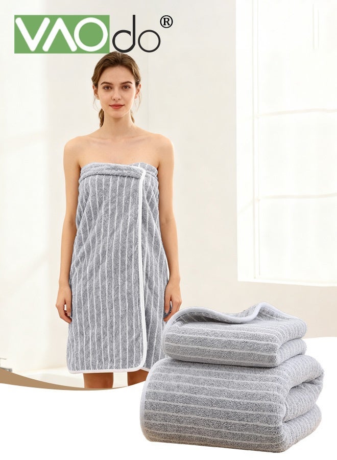 فاو دو مجموعة من 2 قطعة من مناشف الحمام، منشفة حمام خفيفة الوزن منسوجة بحياكة كابل، منشفة فائقة النعومة وذات قدرة امتصاص عالية 35*75 سم ومنشفة حمام 70*140 سم - Image 1