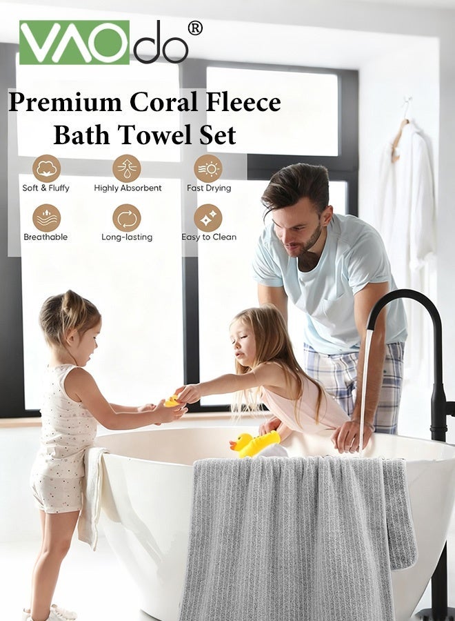 فاو دو مجموعة من 2 قطعة من مناشف الحمام، منشفة حمام خفيفة الوزن منسوجة بحياكة كابل، منشفة فائقة النعومة وذات قدرة امتصاص عالية 35*75 سم ومنشفة حمام 70*140 سم - Image 2