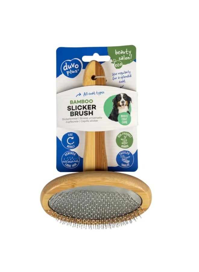 Duvo Plus Large Eco-Friendly Bamboo Slicker Brush for Pets , 1 pcs - Image 2