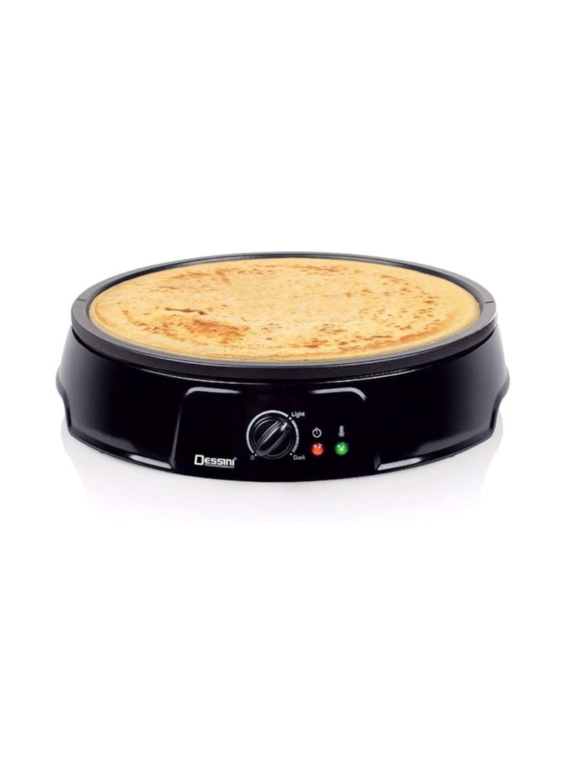 Dessini Electric Crepe Maker: Precise Temperature Control for Perfect Pancakes, 12 Inch Non-Stick Grill Pan and Detachable 4 mini crepe mold pan, Includes Batter Spreader & Spatula, Black  - Image 1