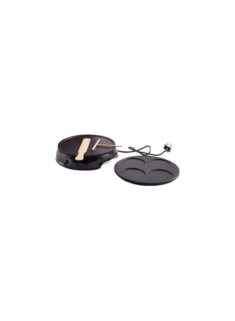 Dessini Electric Crepe Maker: Precise Temperature Control for Perfect Pancakes, 12 Inch Non-Stick Grill Pan and Detachable 4 mini crepe mold pan, Includes Batter Spreader & Spatula, Black  - Image 2