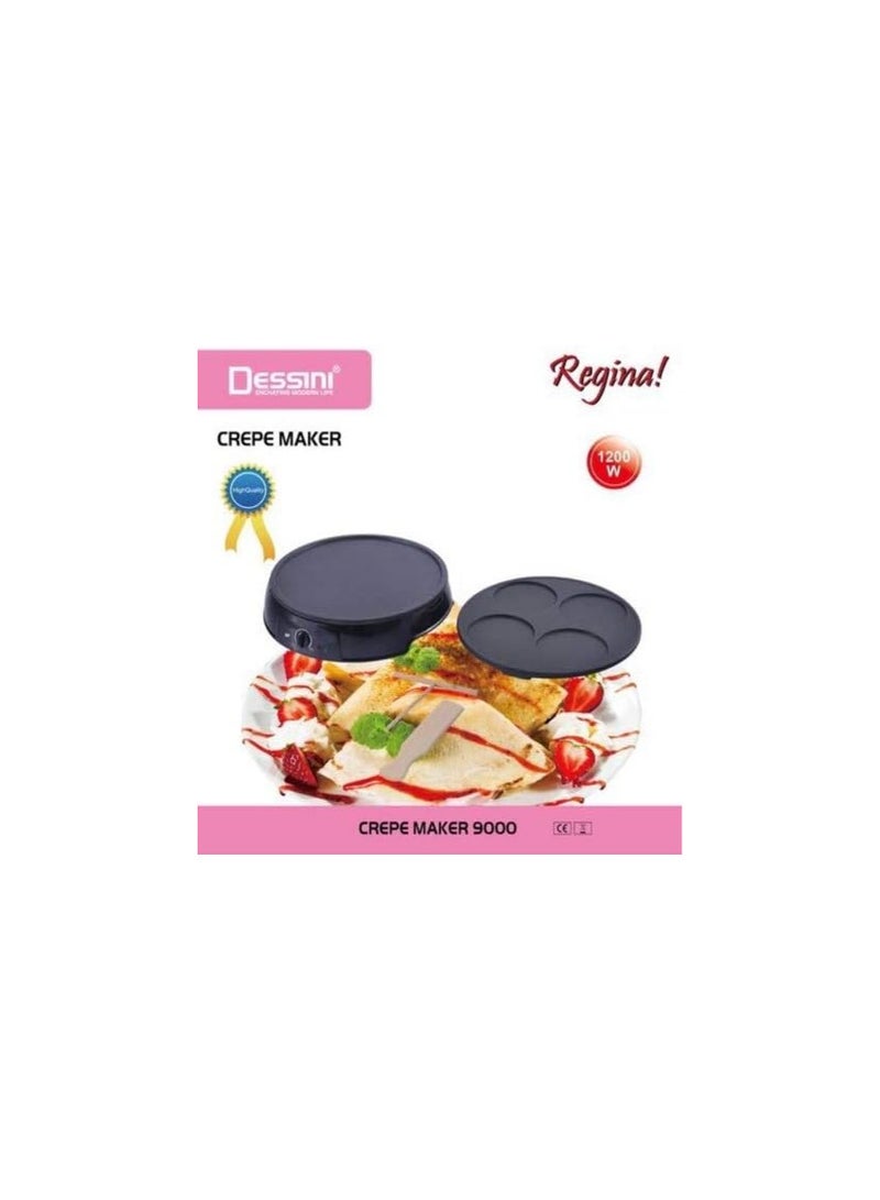 Dessini Electric Crepe Maker: Precise Temperature Control for Perfect Pancakes, 12 Inch Non-Stick Grill Pan and Detachable 4 mini crepe mold pan, Includes Batter Spreader & Spatula, Black  - Image 3