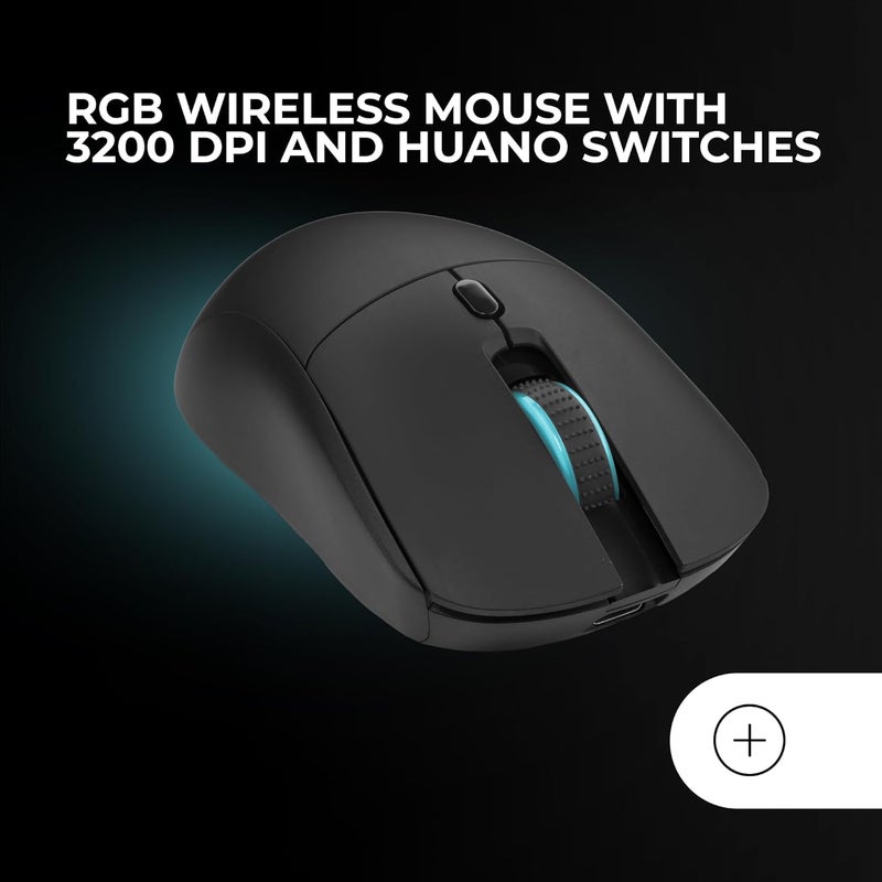 MARS GAMING MCPWTKL, French, Wireless Gaming Combo, DualPro Link 2.4GPRO Technology, TKL FRGB Rainbow Keyboard + RGB Mouse 3200DPI and HUANO Switches + Non-Slip Mat 360x260mm, Black - Image 4