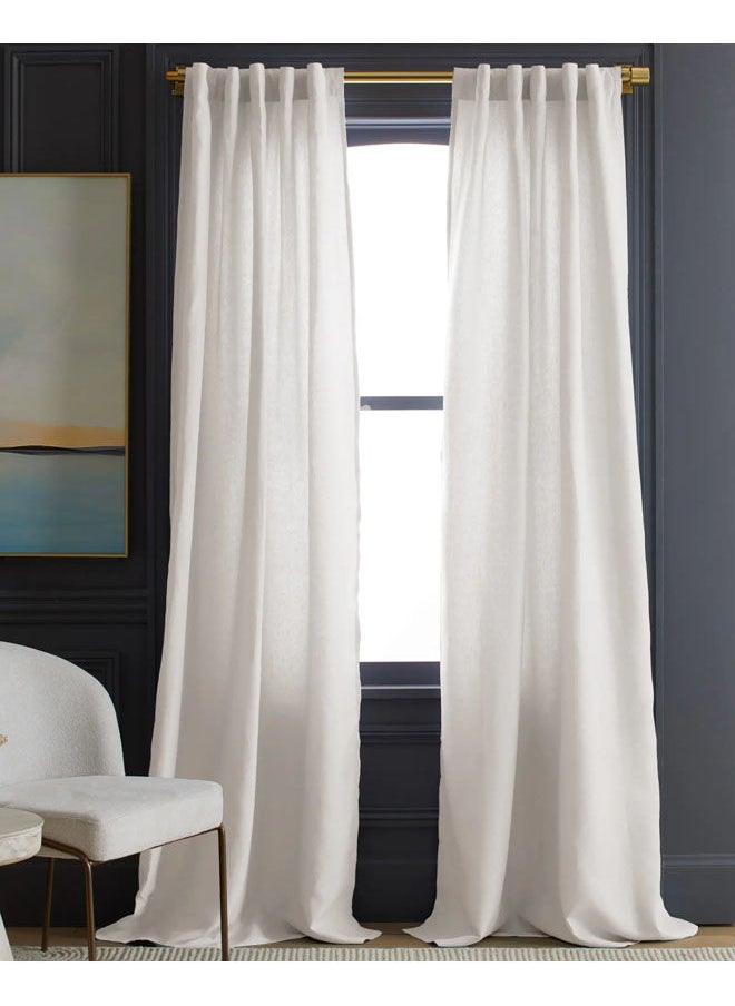 Naguib Selim Natural Voile Linen Light Filtering Curtains 1 Piece White-140x280  - Image 1