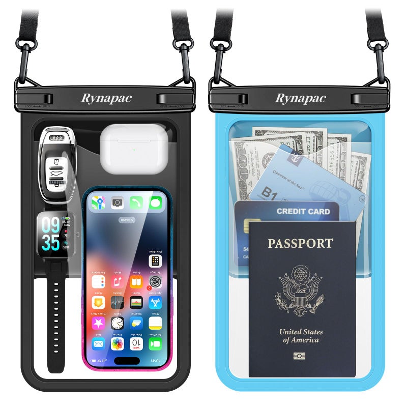 Rynapac [Up to 10"] Large Waterproof Phone Pouch Bag - 2 Pack IPX8 Waterproof Phone Case for iPhone 17 16 15 Pro Max Galaxy S26 S25 Ultra, Touchscreen & Underwater Photography, Beach Cruise Travel Essentials - Image 1