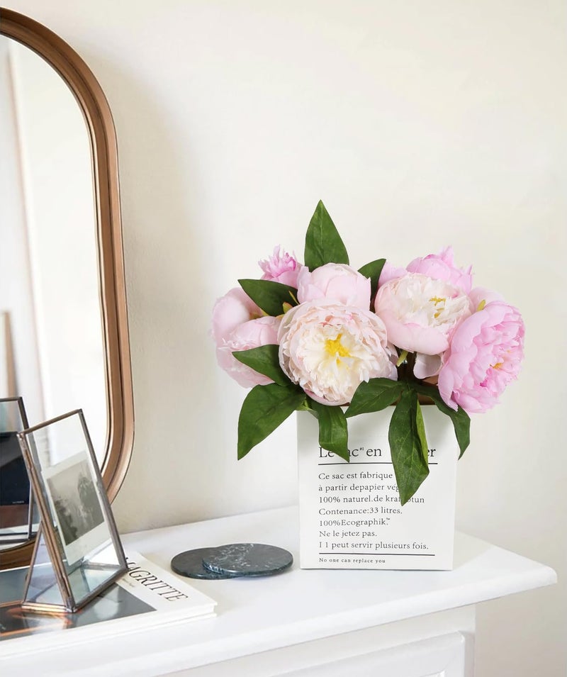ICBOX Pink Peonies Silk Flowers 2 Bouquets Pink Fake Peonies 14 Heads Faux Peony Flowers with Stems for Wedding Decoration Bride Bouquet Faux Flowers Crafts Floral Arrangement (Multi-Pink) - Image 4