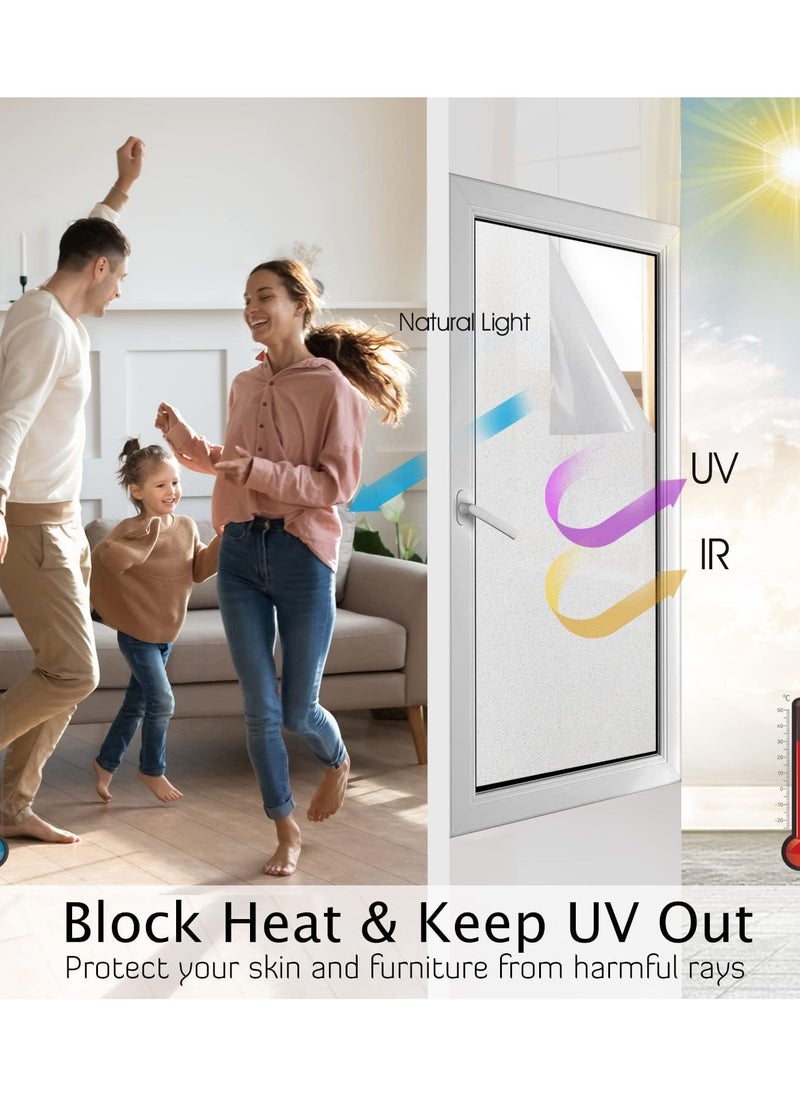 Today Idea - Privacy Window Film Frosted Heat Control UV Protection, Non-Adhesive Window Clings Reusable Translucent Glass Stickers for Home Office Bathroom (Frosted 45cm x 2.5m) - Image 1
