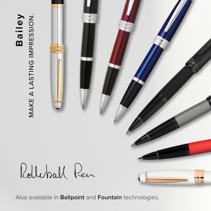 Cross Bailey Refillable Gel Ink Rollerball Pen, Medium Rollerball, Includes Premium Gift Box - Medalist Chrome - Image 5
