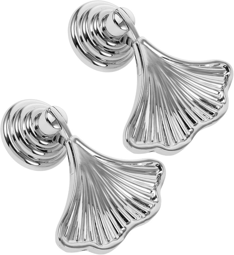 Ginkgo Leaf Pendant Pull Handles 2pcs, Single Hole Zinc Alloy Wardrobe Door Handles, Retro Style Drawer Pulls for Bedroom Cupboard Cabinet Hardware - Image 1