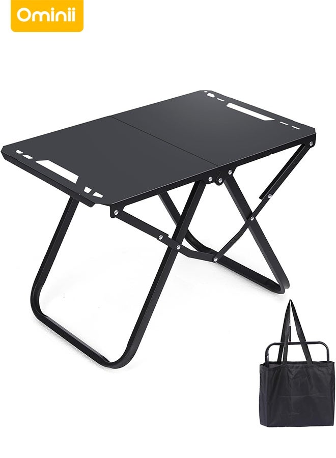 Ominii Portable Folding Camping Table with Lamp Stand, 60kg Capacity, Carbon Steel Frame & Carry Bag - Image 2