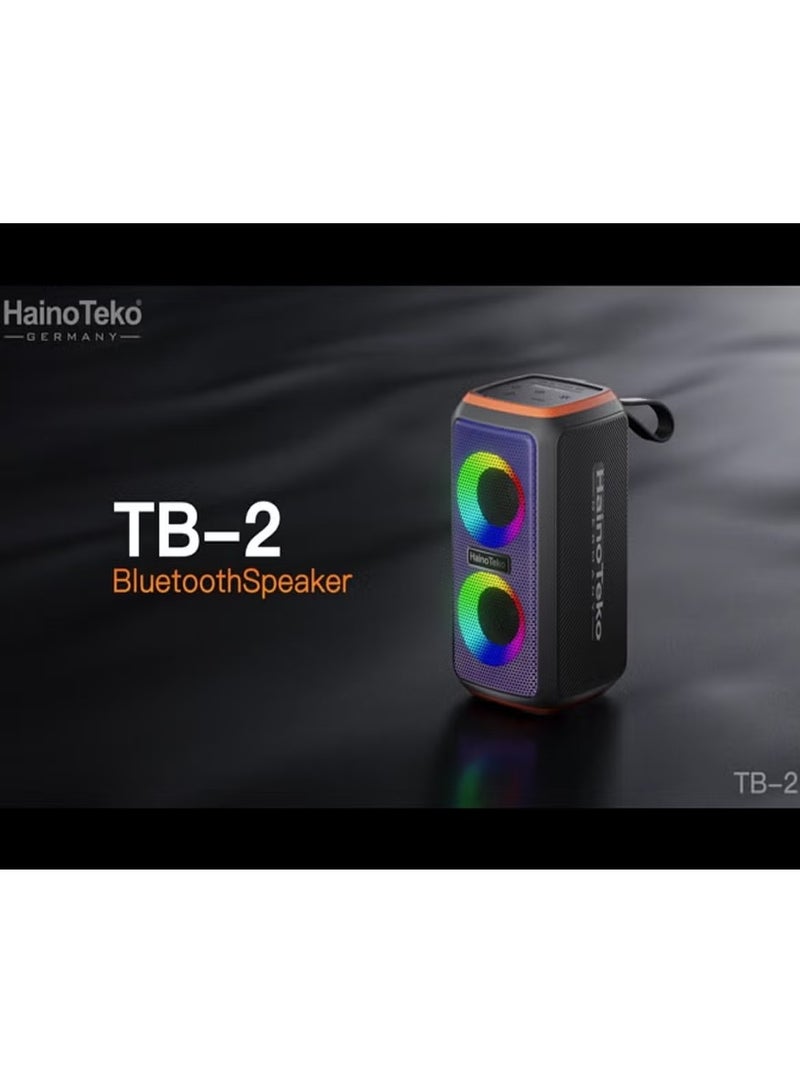 Haino Teko TB-2 Portable Wireless Bluetooth Speaker with RGB Lighting, 30W Output Power, Multi-Functional Button Control, Black – Enhanced Sound & Vibrant Visuals - Image 4