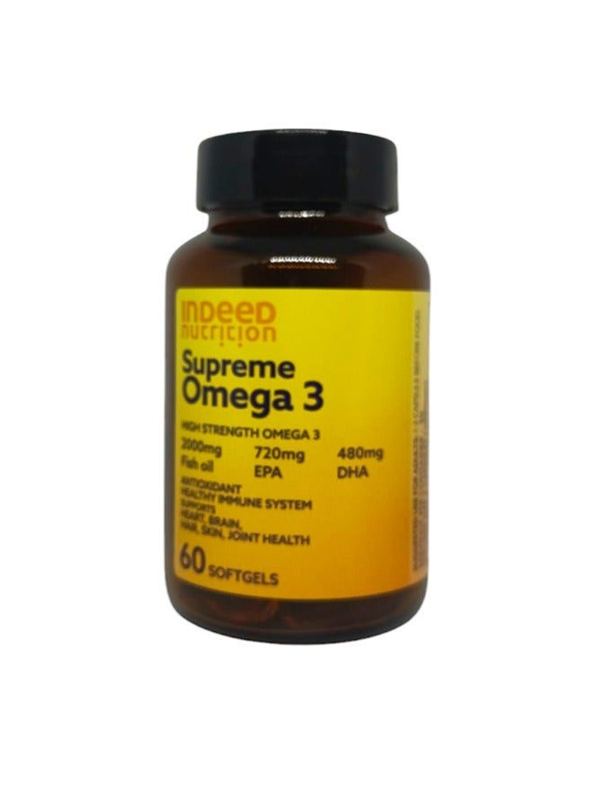 Indeed نيوترشن سوبريم أوميغا 3 – 60 كبسولة لينة | زيت سمك عالي الفعالية لصحة القلب والدماغ والمفاصل والعينين - Image 1