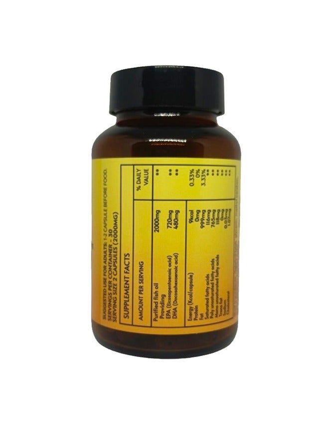 Indeed نيوترشن سوبريم أوميغا 3 – 60 كبسولة لينة | زيت سمك عالي الفعالية لصحة القلب والدماغ والمفاصل والعينين - Image 2