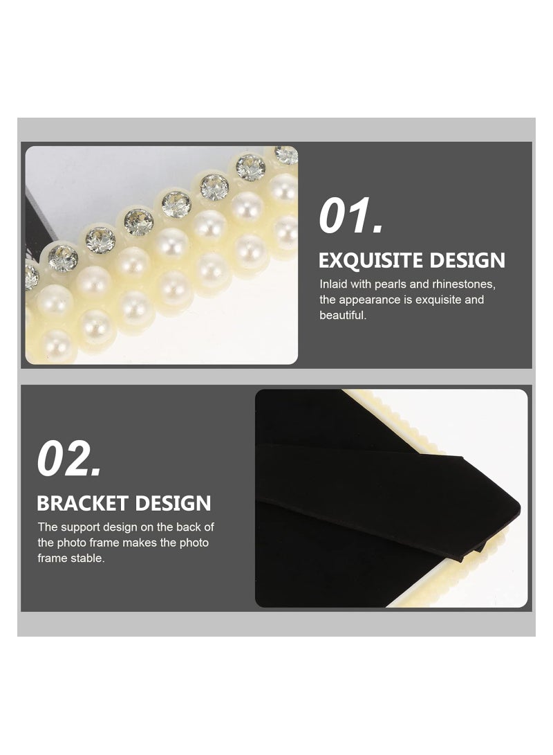 Excefore إطار صورة لؤلؤي رف إطار صورة زفاف إطار صورة ذكرى زواج إطار غرفة النوم إطارات هندسية عتيقة ألبوم بوصة عيد ميلاد تخرج علامة فن بيضاء عرض صورة أبي عرض راتينج - Image 5