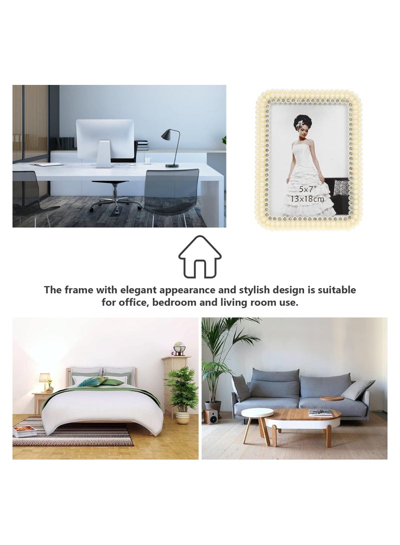 Excefore إطار صورة لؤلؤي رف إطار صورة زفاف إطار صورة ذكرى زواج إطار غرفة النوم إطارات هندسية عتيقة ألبوم بوصة عيد ميلاد تخرج علامة فن بيضاء عرض صورة أبي عرض راتينج - Image 4