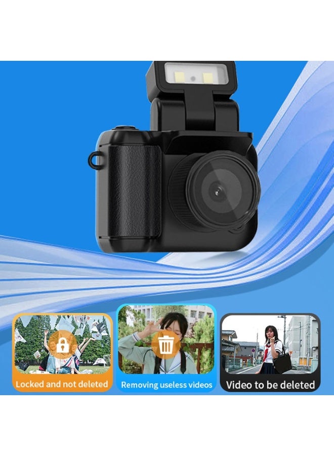 Digital Camera 1080P Retro CCD Mini Cam with 1.44in Screen Indoor Outdoor Sports Portable Vintage Very Small Camcorder Video Cameras Recorder with 32GB Card, Black - Image 3