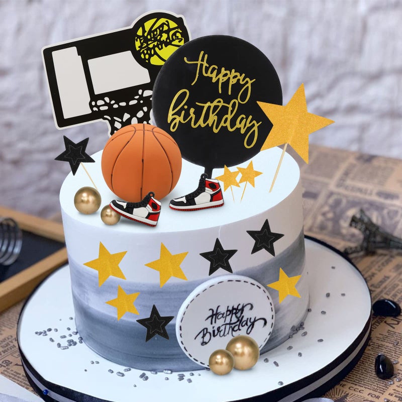 Lukinuo Basketball Cake Toppers 21pcs Sports Cake Topper Basketball Theme Cake Decorations for Sports Basketball NBA March Madness Jordan Party Supplies - Image 4