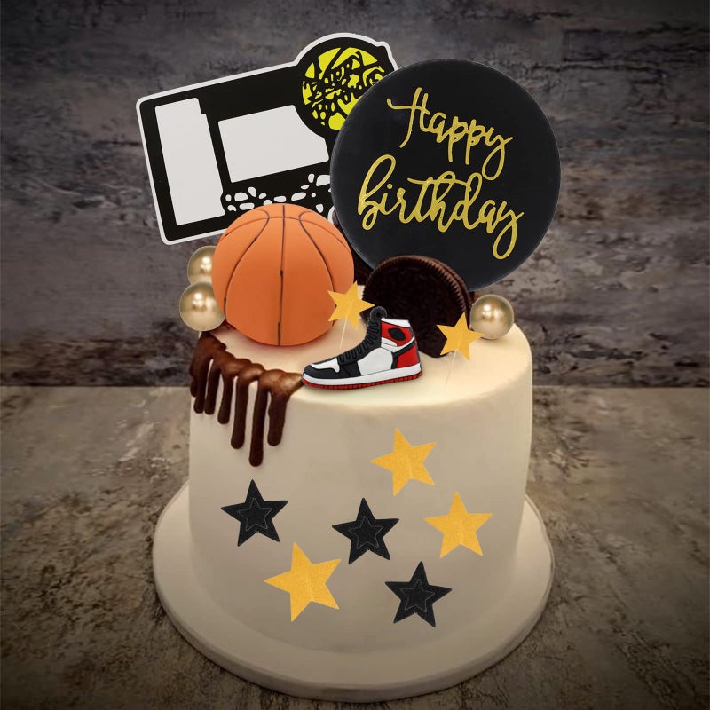 Lukinuo Basketball Cake Toppers 21pcs Sports Cake Topper Basketball Theme Cake Decorations for Sports Basketball NBA March Madness Jordan Party Supplies - Image 5