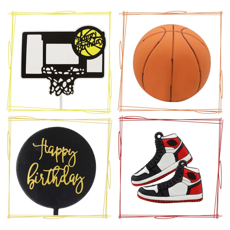 Lukinuo Basketball Cake Toppers 21pcs Sports Cake Topper Basketball Theme Cake Decorations for Sports Basketball NBA March Madness Jordan Party Supplies - Image 3