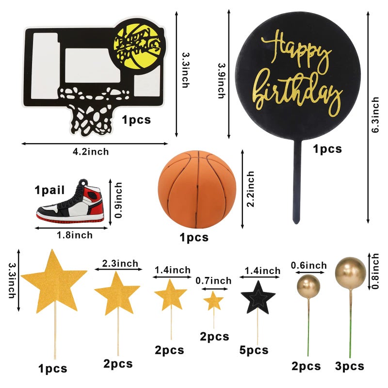 Lukinuo Basketball Cake Toppers 21pcs Sports Cake Topper Basketball Theme Cake Decorations for Sports Basketball NBA March Madness Jordan Party Supplies - Image 2
