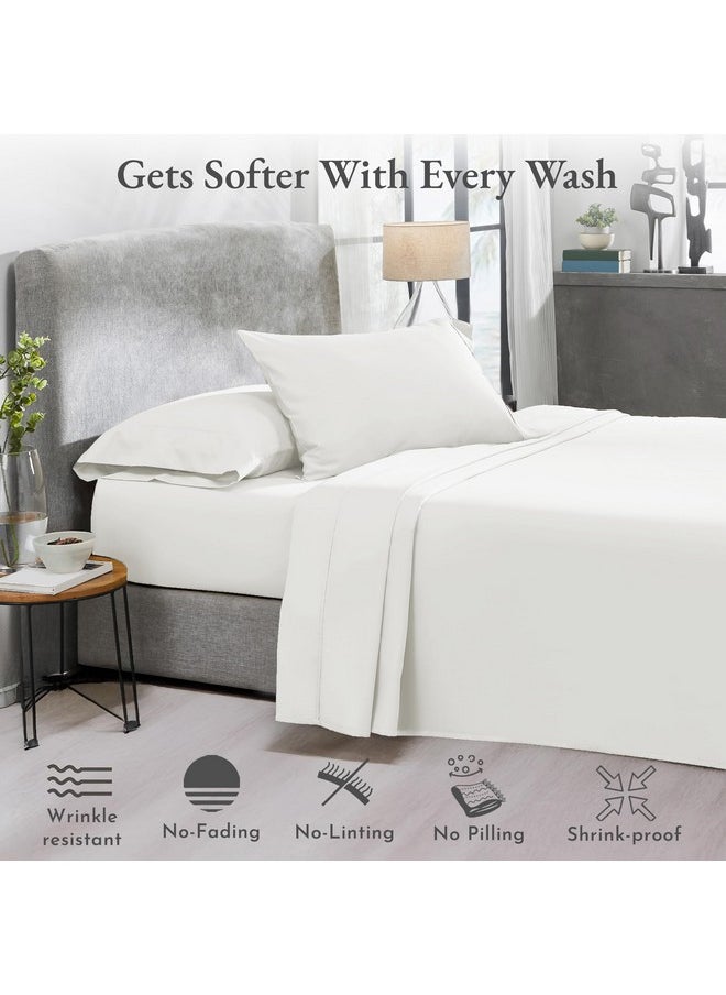 California Design Den - California Design Den Softest 100% Cotton Sheets, Full Size Sheet Sets, 400 Thread Count Sateen Bedding, Deep Pocket Sheets, Cooling Sheets, Full Size Sheets, Breathable Bed Set (Ivory) - Image 1