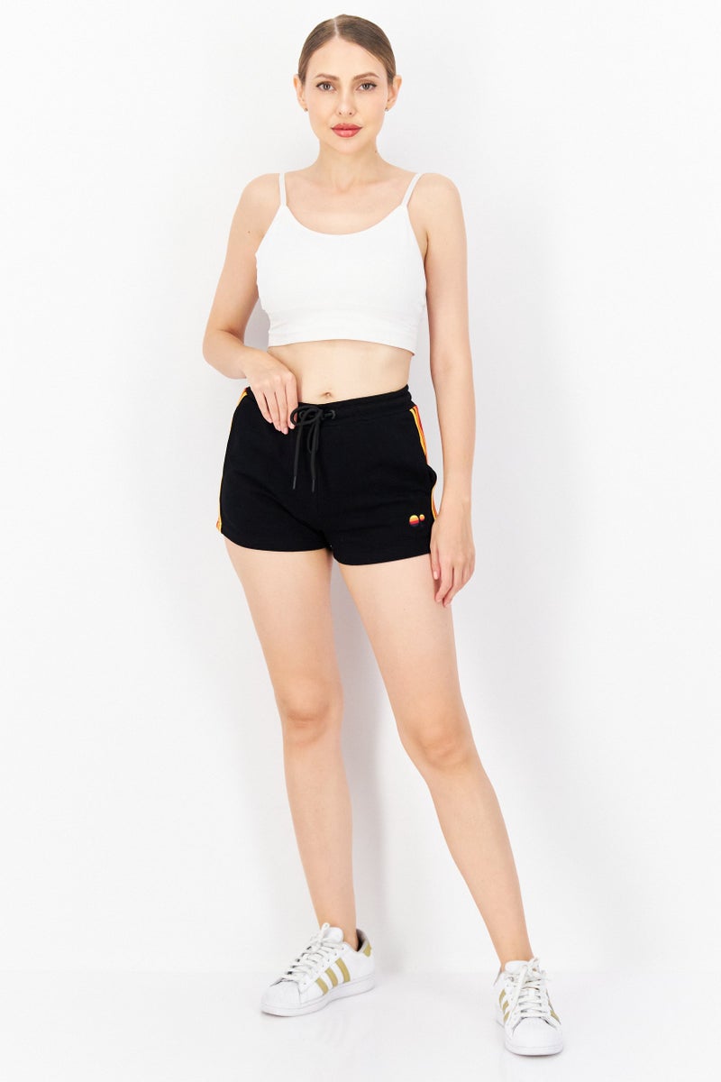 Ocean Pacific Women Embroidered Logo Drawstring Basic Shorts, Black - Image 3