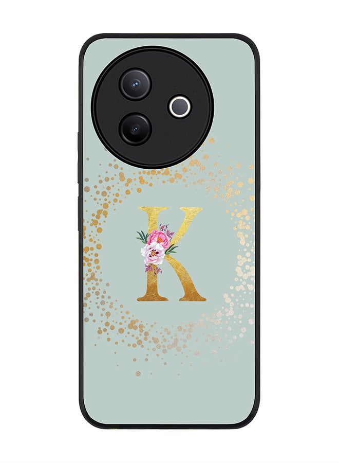 Stylizedd For Vivo Y39 5G / vivo Y300i 5G Case,Slim fit Camera Protection, Shockproof Thin Phone cover  - Custom Monogram Floral - K  (Light Grey ) - Image 1