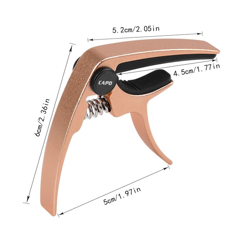 BestSounds Ukulele Capo, with 2 Felt Picks for Soprano and Concert Ukulele â€“ Professional and Lightweight Mini Size Zinc Alloy 4 String Uke Kapo (Gold) - Image 2