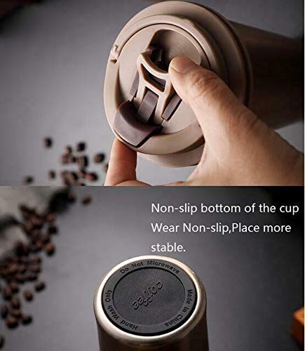 AMULAKH 188 Stainless Steel Double Wall Vacuum Insulated Travel Coffee Mug with HandlePortable Thermal CupWide Mouth Tumbler with Leak Proof LidGolden500Ml - Image 2