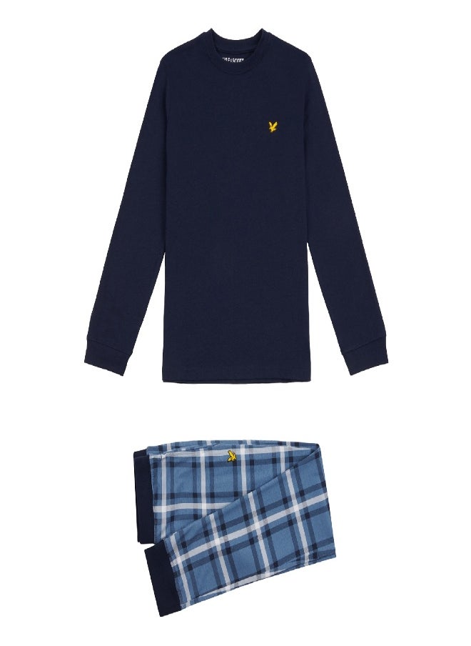 Lyle & Scott - Lyle and Scott Long Sleeve Tee and Check Bottoms Lounge Set - Image 1