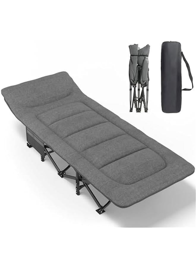 HOOKOR Camping Cot for Adults with Cushion and Pillow, Portable Folding Bed for Sleeping, Lightweight Tent cot with Carry Bag Supports 450 lbs - Image 1