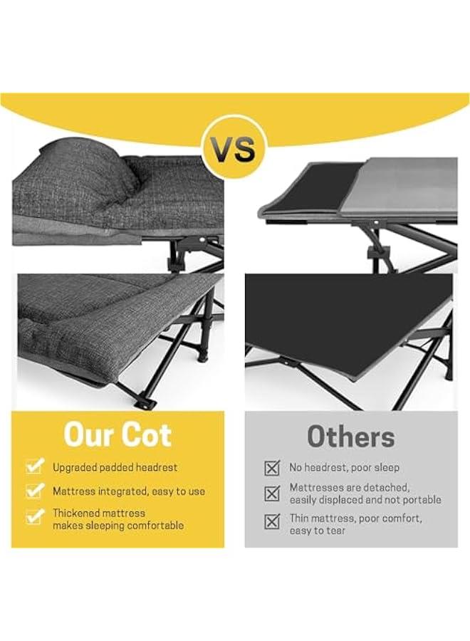 HOOKOR Camping Cot for Adults with Cushion and Pillow, Portable Folding Bed for Sleeping, Lightweight Tent cot with Carry Bag Supports 450 lbs - Image 3
