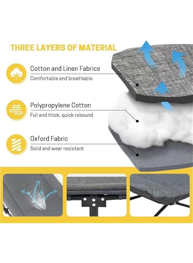 HOOKOR Camping Cot for Adults with Cushion and Pillow, Portable Folding Bed for Sleeping, Lightweight Tent cot with Carry Bag Supports 450 lbs - Image 4