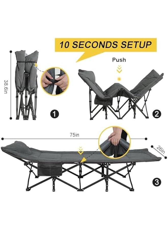 HOOKOR Camping Cot for Adults with Cushion and Pillow, Portable Folding Bed for Sleeping, Lightweight Tent cot with Carry Bag Supports 450 lbs - Image 5