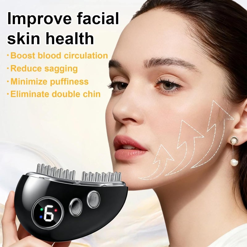 YOOJ ® Lymphatic Contour Face Brush, Facial Gua Sha Lymphatic Drainage Massager for Lifting & Sculpting, with 9-Level Heating, Massage & Vibration Adjustment for Double Chin, Jawline and Puffiness - Image 4